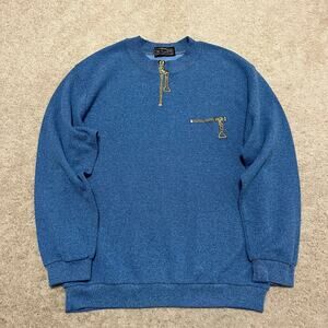 Vintage Sundance Zip Detail Blue Crewneck Sweatshirt Large